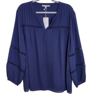 Daniel Rainn Navy Boho Blouse Size XXL NWT